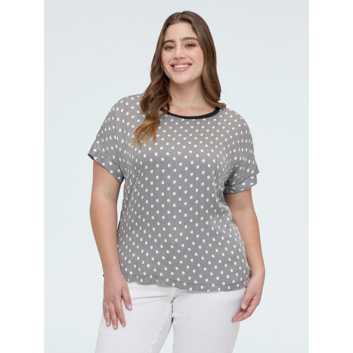 T-shirt à rayures et pois noir, FIORELLA RUBINO