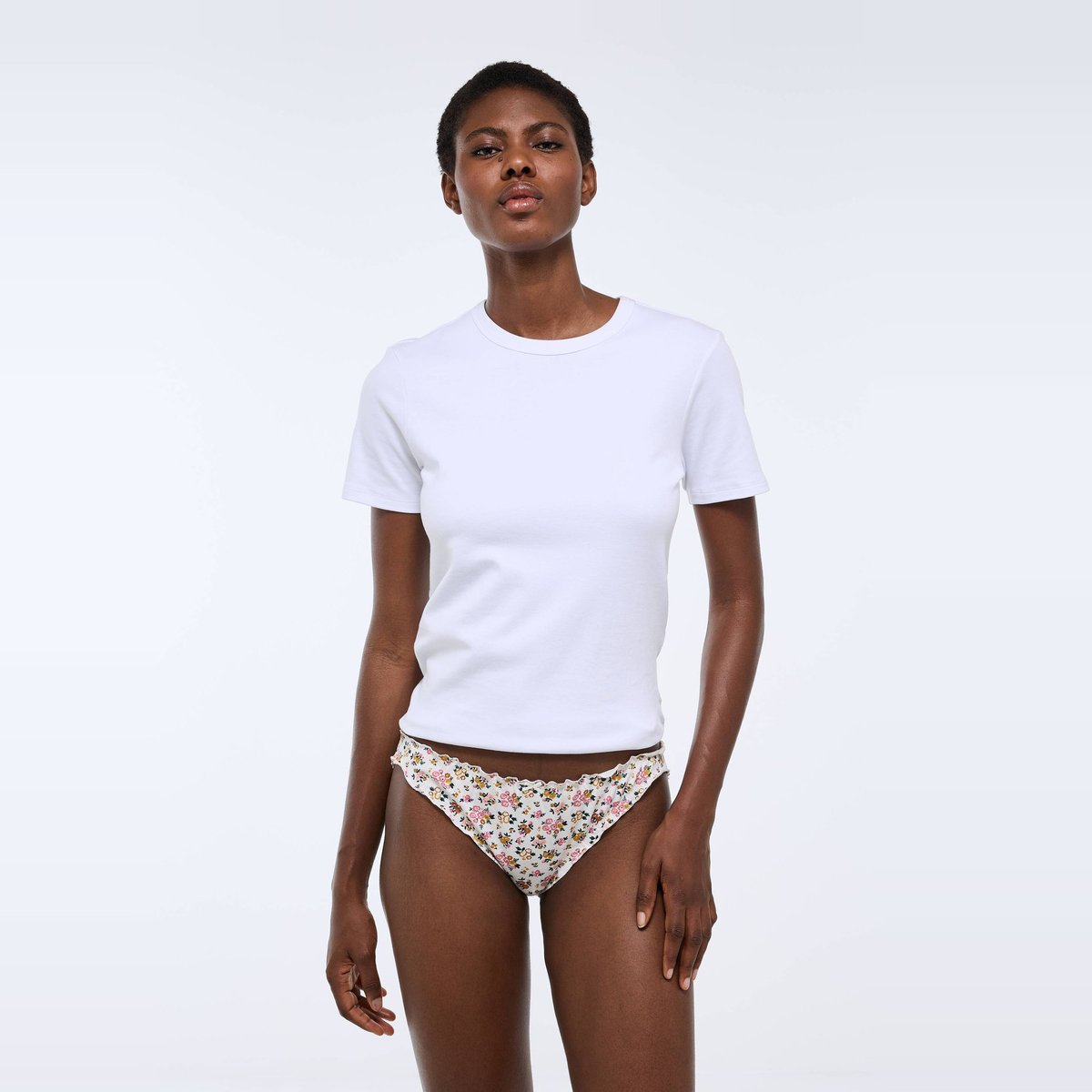 Lot de 3 culottes froufrou JULIE en coton BIO ecru, MONOPRIX