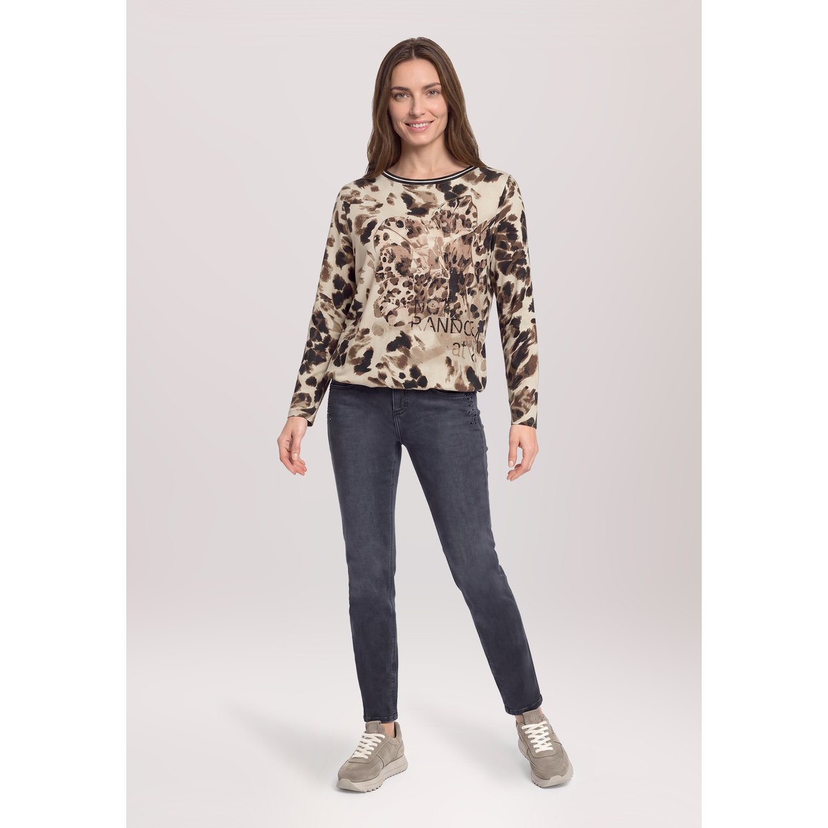 Haut casual à élastique beige/noir, BETTY BARCLAY