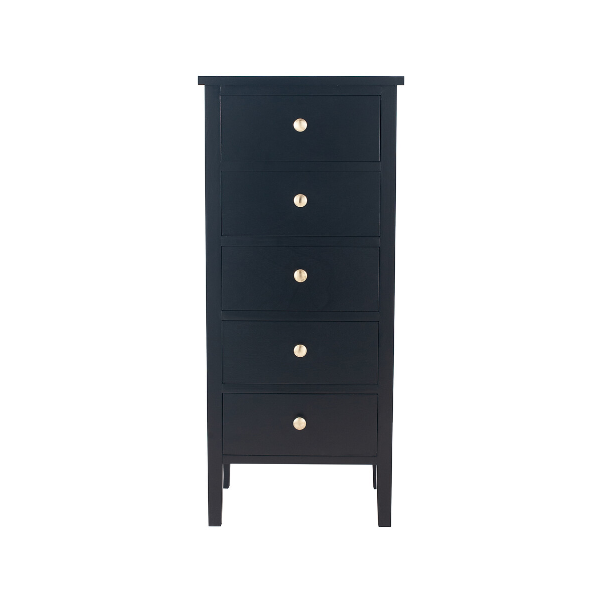 Luxe Pine Wood 5 Drawer Tall Boy black, SO'HOME