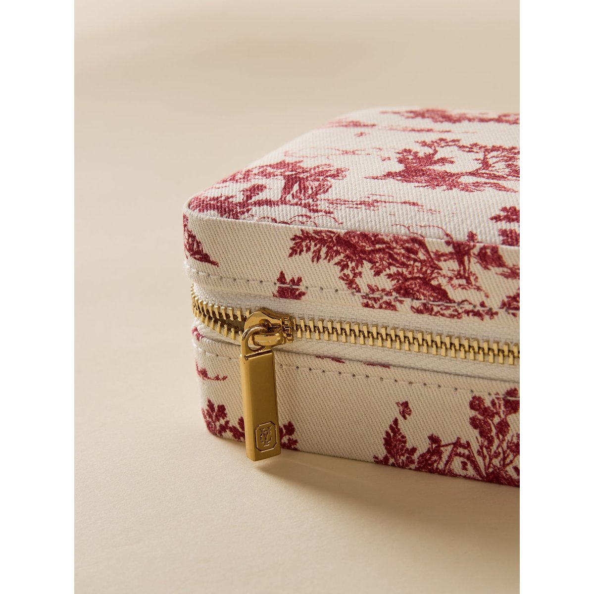 Boîte à bijoux esprit toile de Jouy jouy bordeaux, CYRILLUS