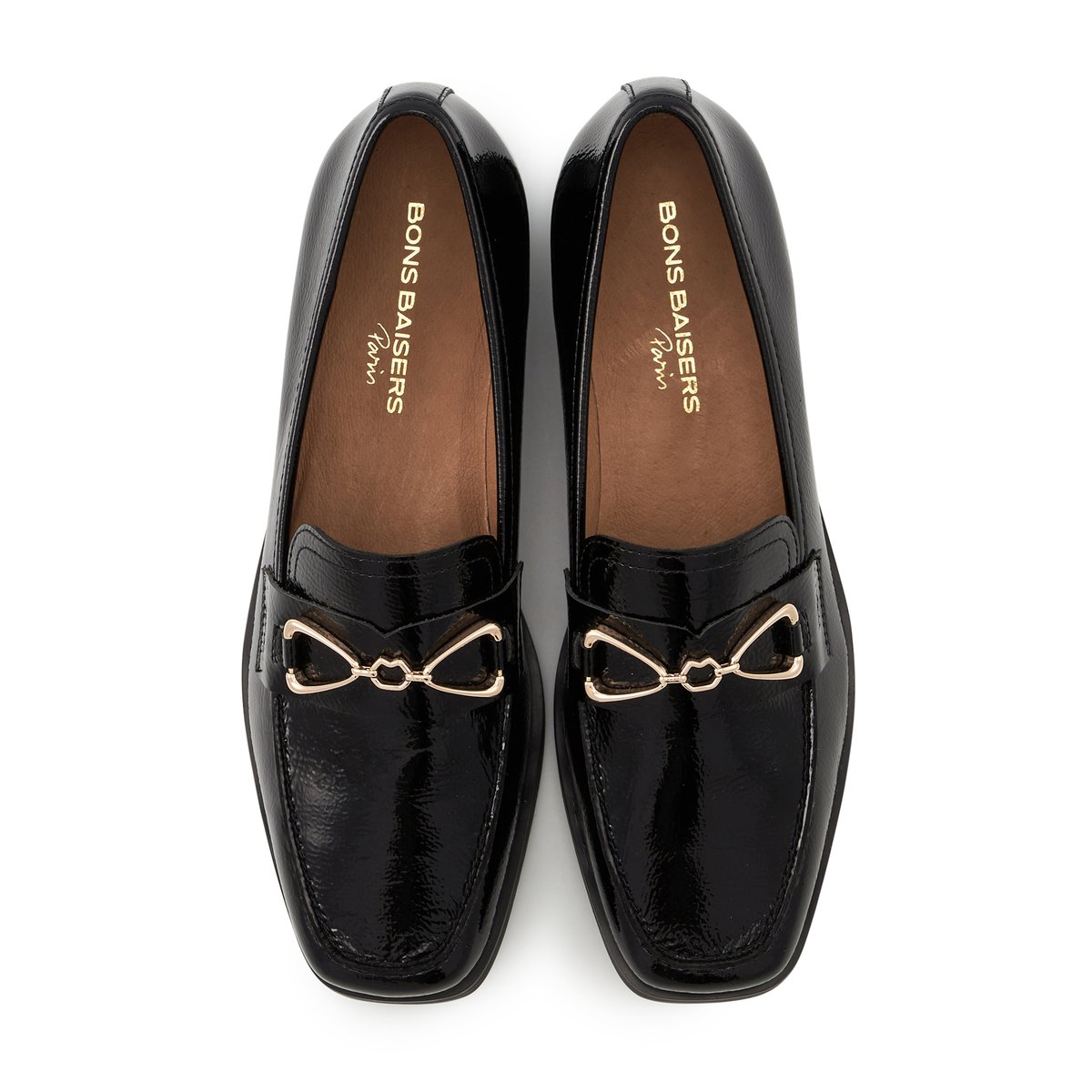 Mocassins Louisa Cuir Brillant noir, BONS BAISERS