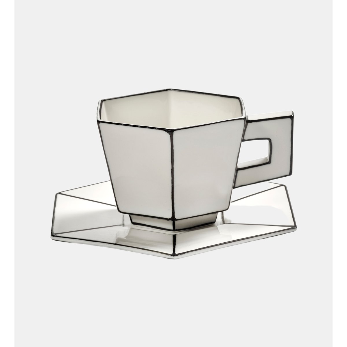 Tasse à cappuccino - 22 cl + sous-tasse blanc et noir, SERAX