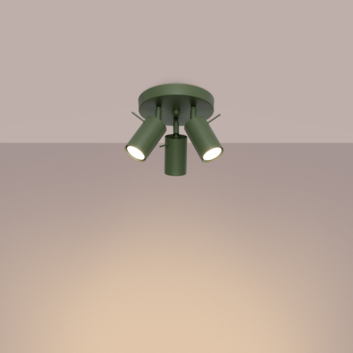 Plafonnier Acier Vert Olive GU10 3 Ring vert, EDEN