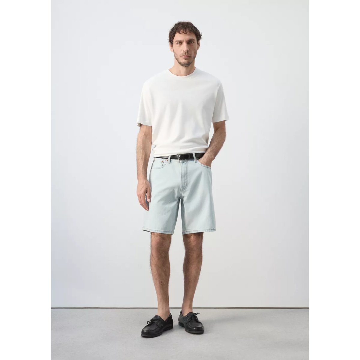 Bermuda en jean droit bleu délavé, MANGO MAN