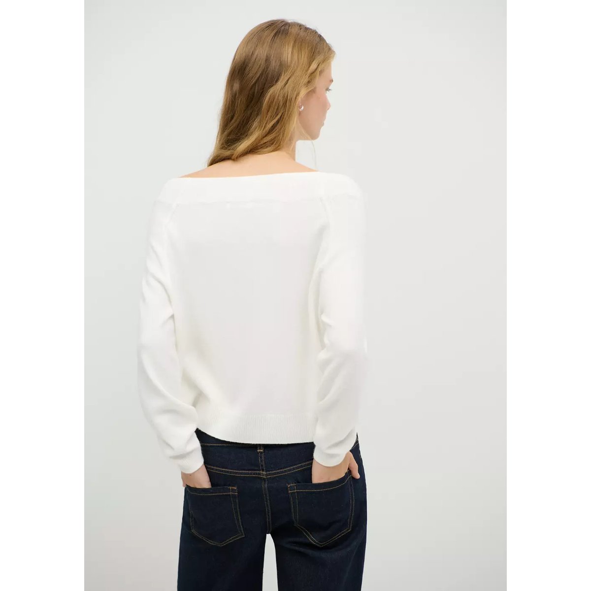 Pull-over col bateau blanc cassé, MANGO TEEN
