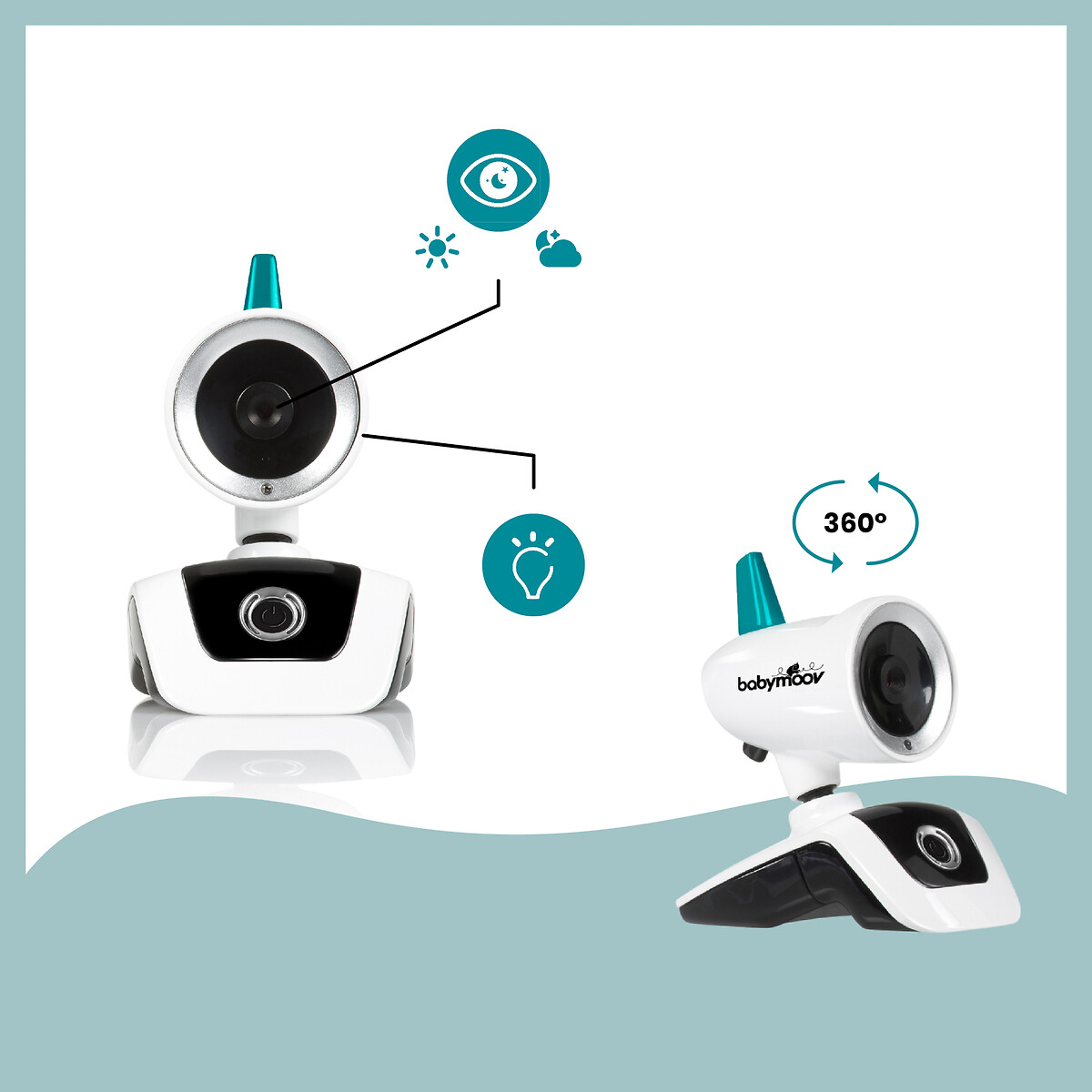 Monitor de vídeo para bebés YOO Care 360 branco, BABYMOOV