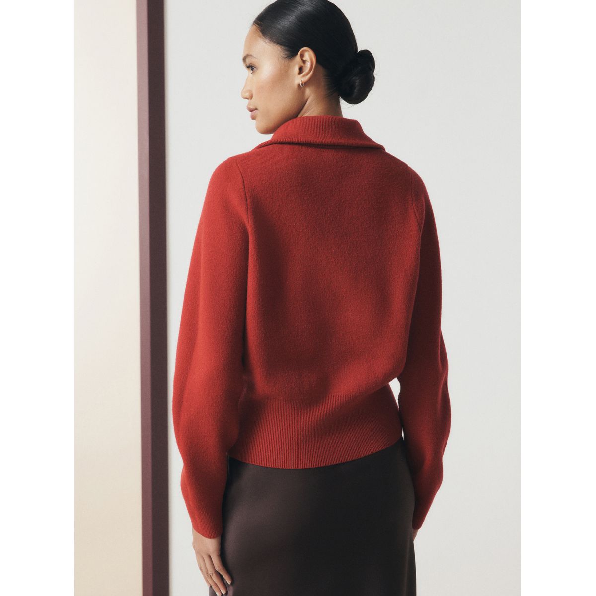 Pull ultra-doux à col cheminée zippé rouge, NEXT
