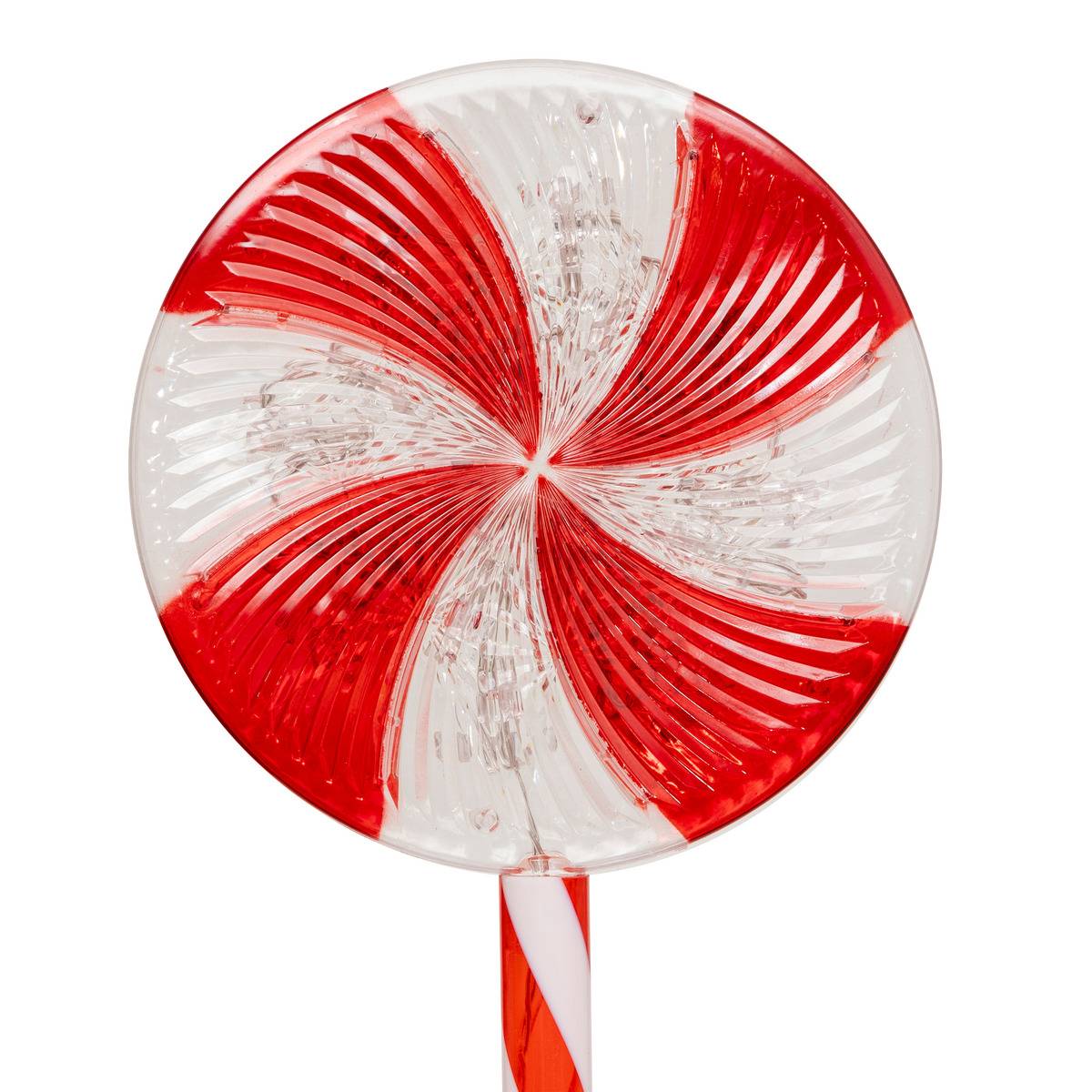 Décoration extérieure sucre d'orge lumineux 20 LED H70 cm rouge, ATMOSPHERA