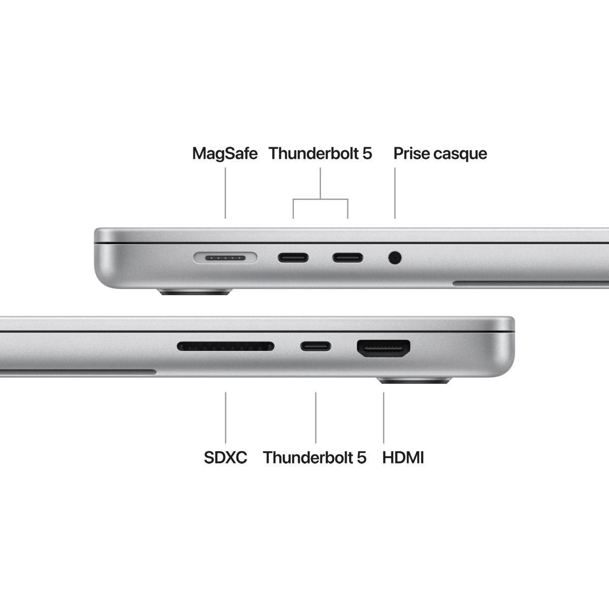 Ordinateur Apple Pro 16" Puce M4 Max CPU 14 / GPU 32 coeurs Mémoire RAM 36Go Stockage 1To SSD XDR Argent couleur unique, APPLE