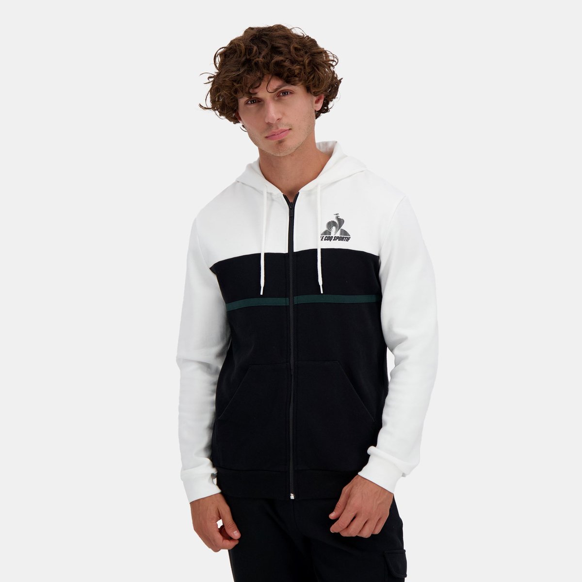 Sweat zippé à capuche  Contemporain blanc, LE COQ SPORTIF