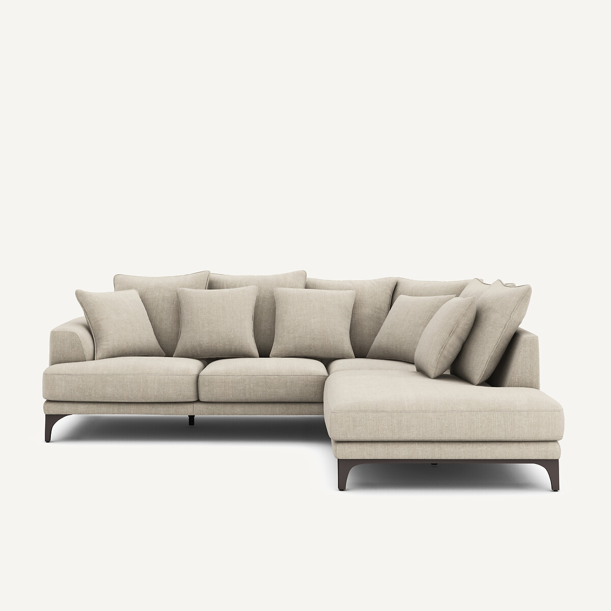 Canapé d'angle, en coton et lin, ARMENTO beige, AM.PM
