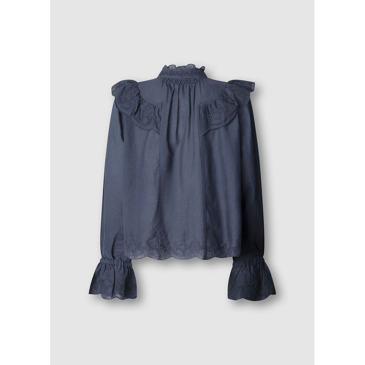 Long Sleeve Blouse with Ruffled Details navy blue, PEPE JEANS