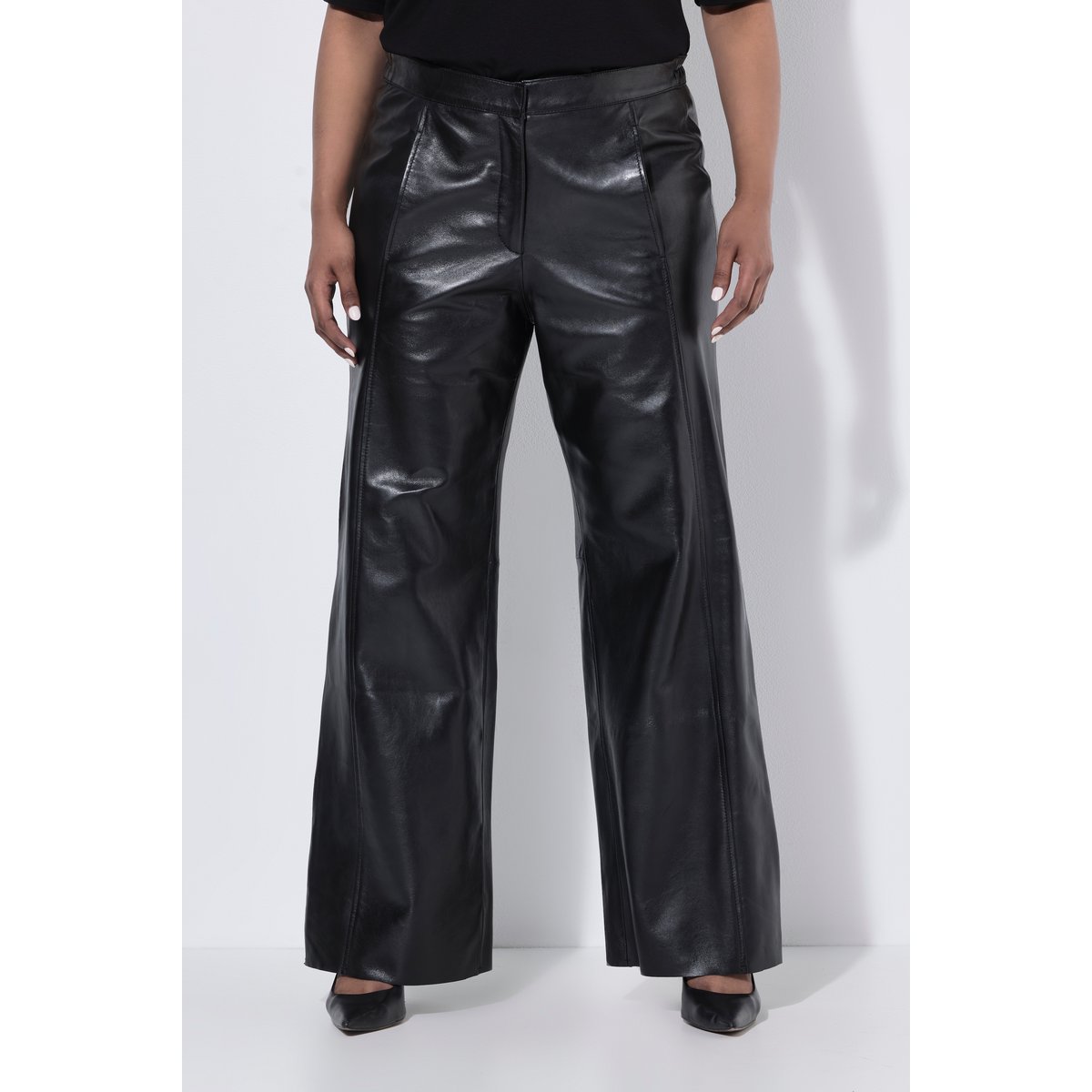 Pantalons en cuir nappa Rose noir, ULLA POPKEN