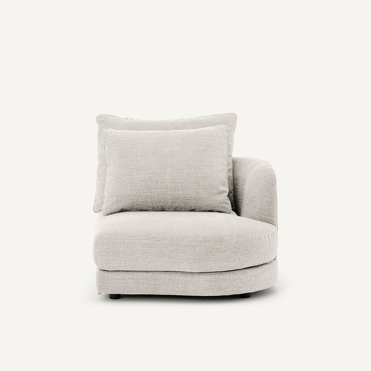 Rechtes, abgerundetes, modulares Halbsofa aus Baumwolle und Leinen, TIBERIO beige, AM.PM