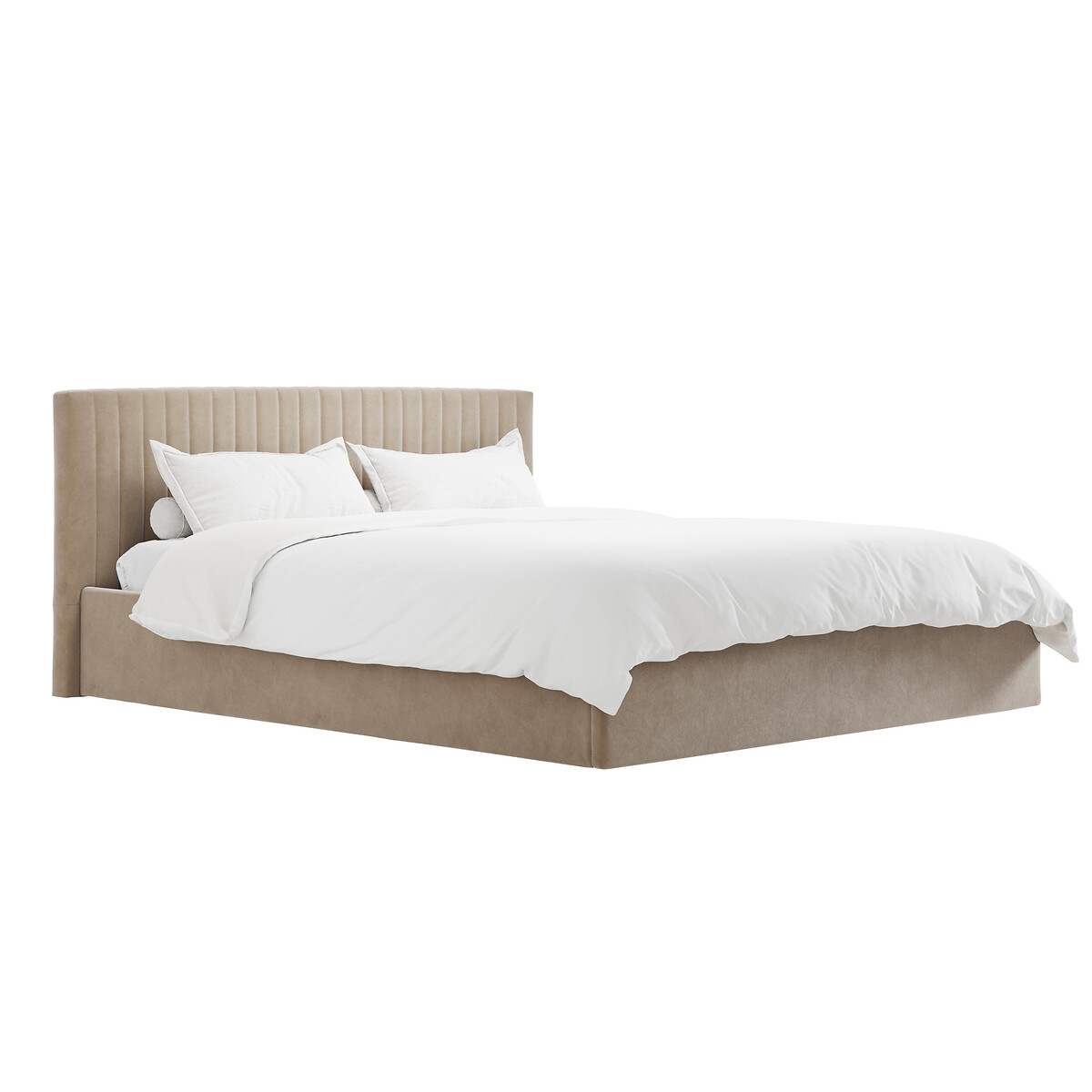 Luciana Velvet Ottoman Storage Bed with Fluted Headboard beige, ÉDITÉ