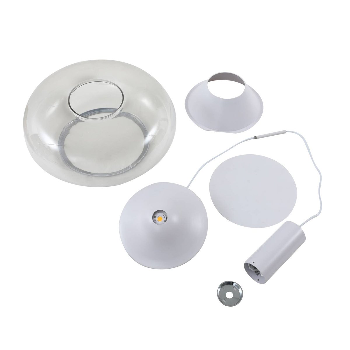 Suspension en verre moderneLED, Orasa blanc, clair, LUCANDE