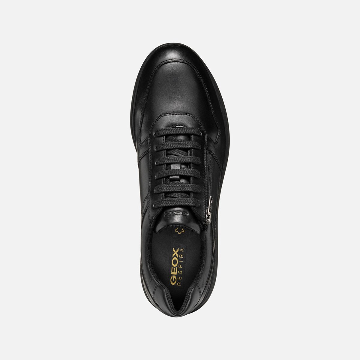 Baskets respirantes zippées en cuir Spherica EC12 noir, GEOX