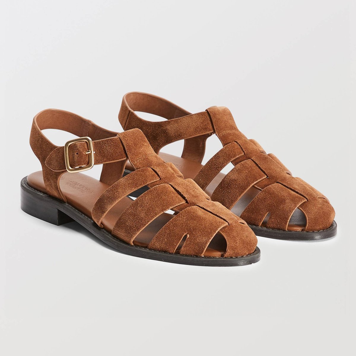 Sandales en cuir brownie, MONOPRIX