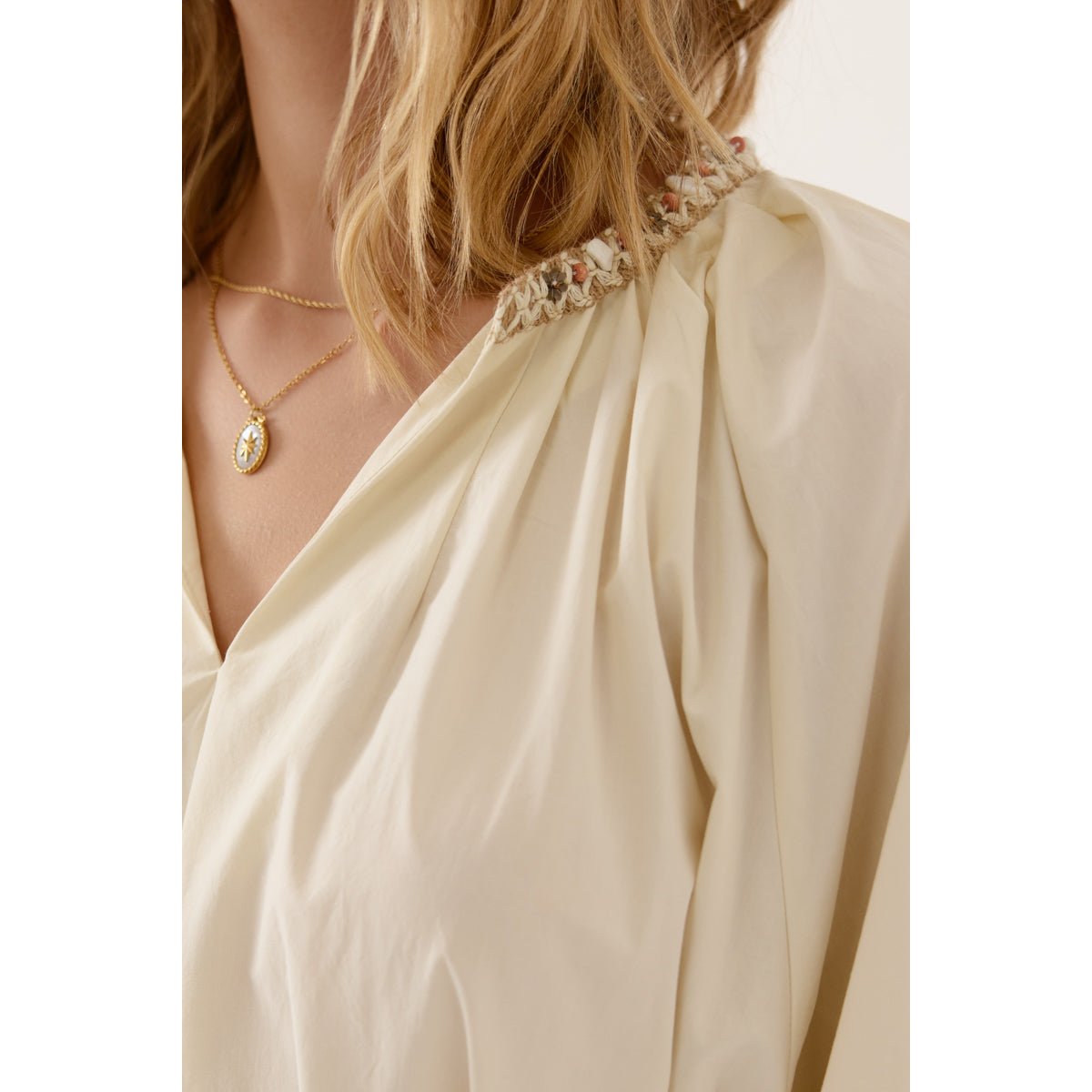 Robe midi à manches 3/4 Azalina l-beige, ARTLOVE