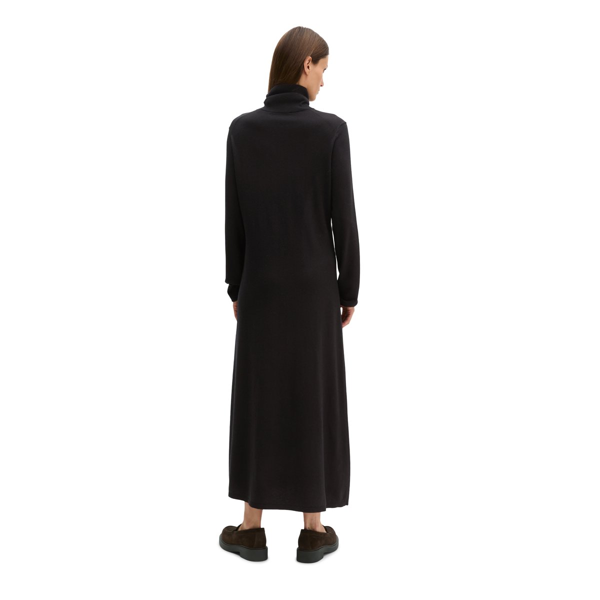 Robe en maille à col roulé, coupe ajustée en mélange de laine vierge douce noir, MARC O'POLO