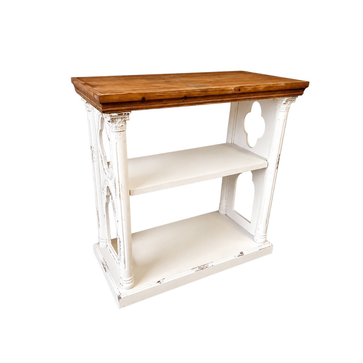 Console en bois patiné L 81 - VICTORIA blanc, MATHI DESIGN