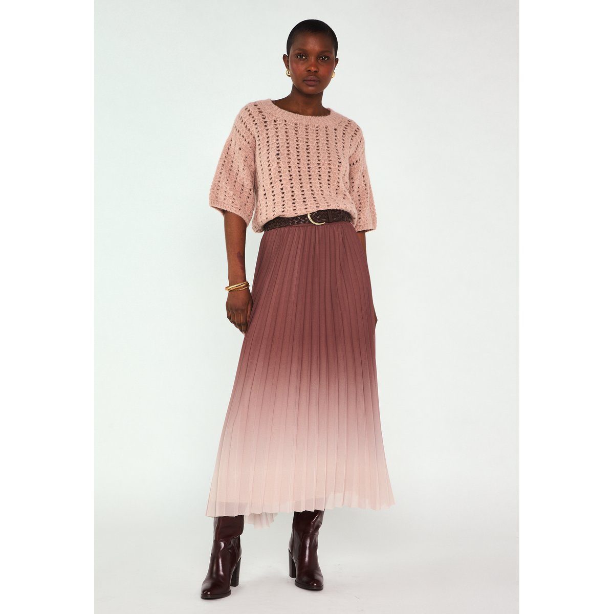 Pull en maille ajourée PRUNE bois de rose, Maison 123