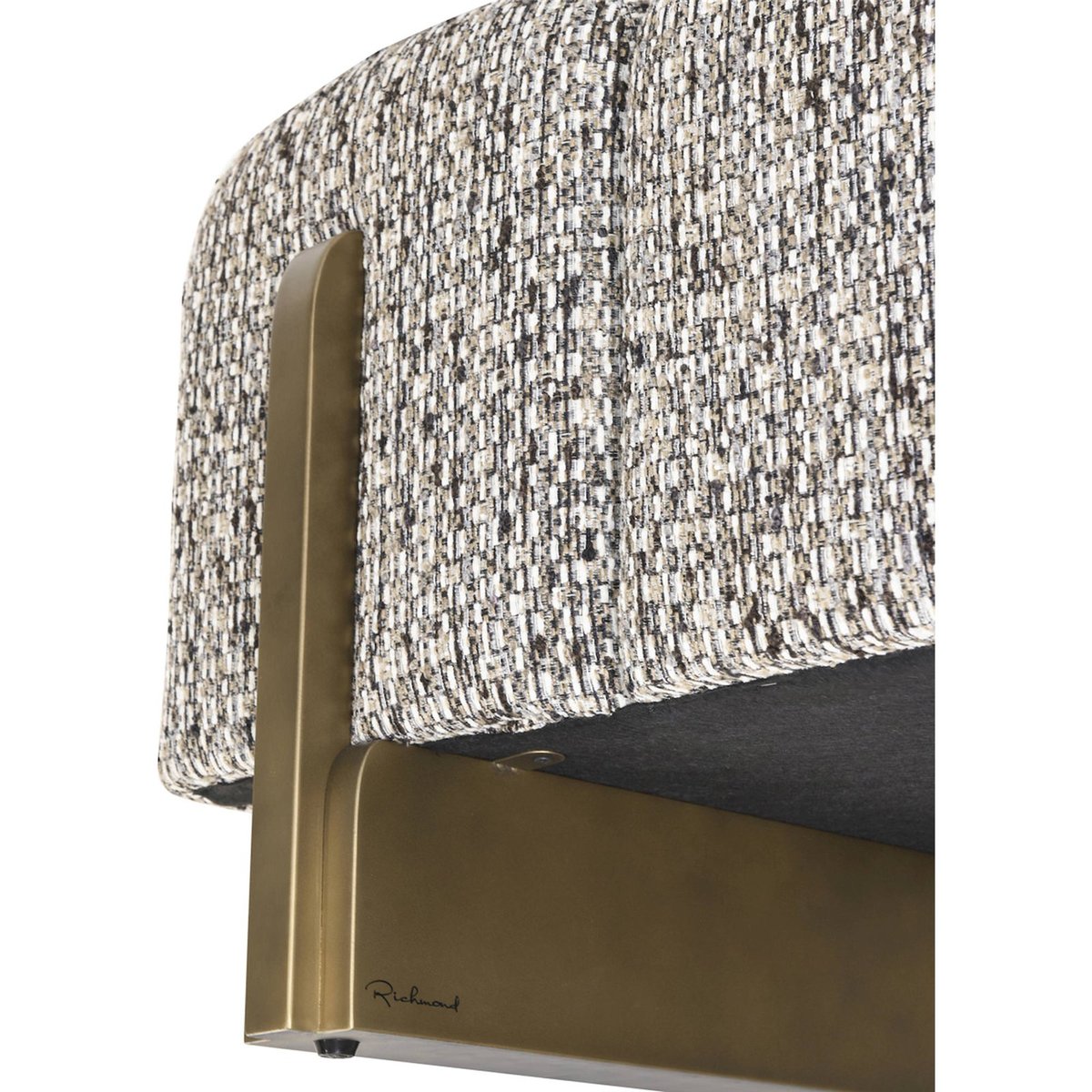 Banc capitonné piètement métal cobblestone et bronze doré, RECOLLECTION