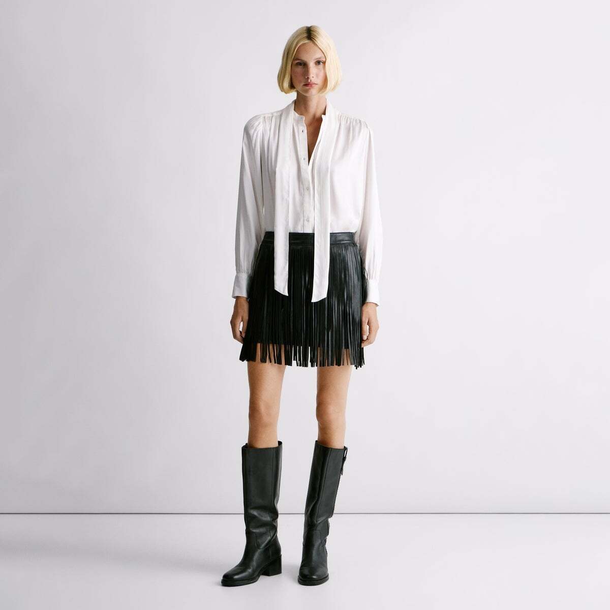 Jupe Courte En Cuir noir, PEPE JEANS