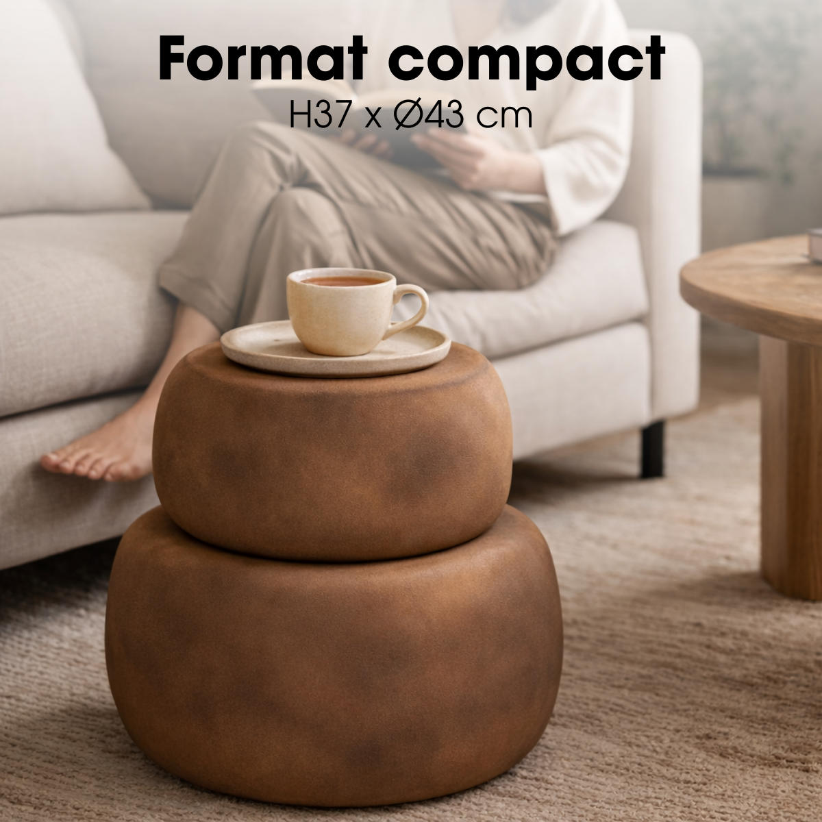 Table d'appoint ZEA brun, MICA DECORATIONS