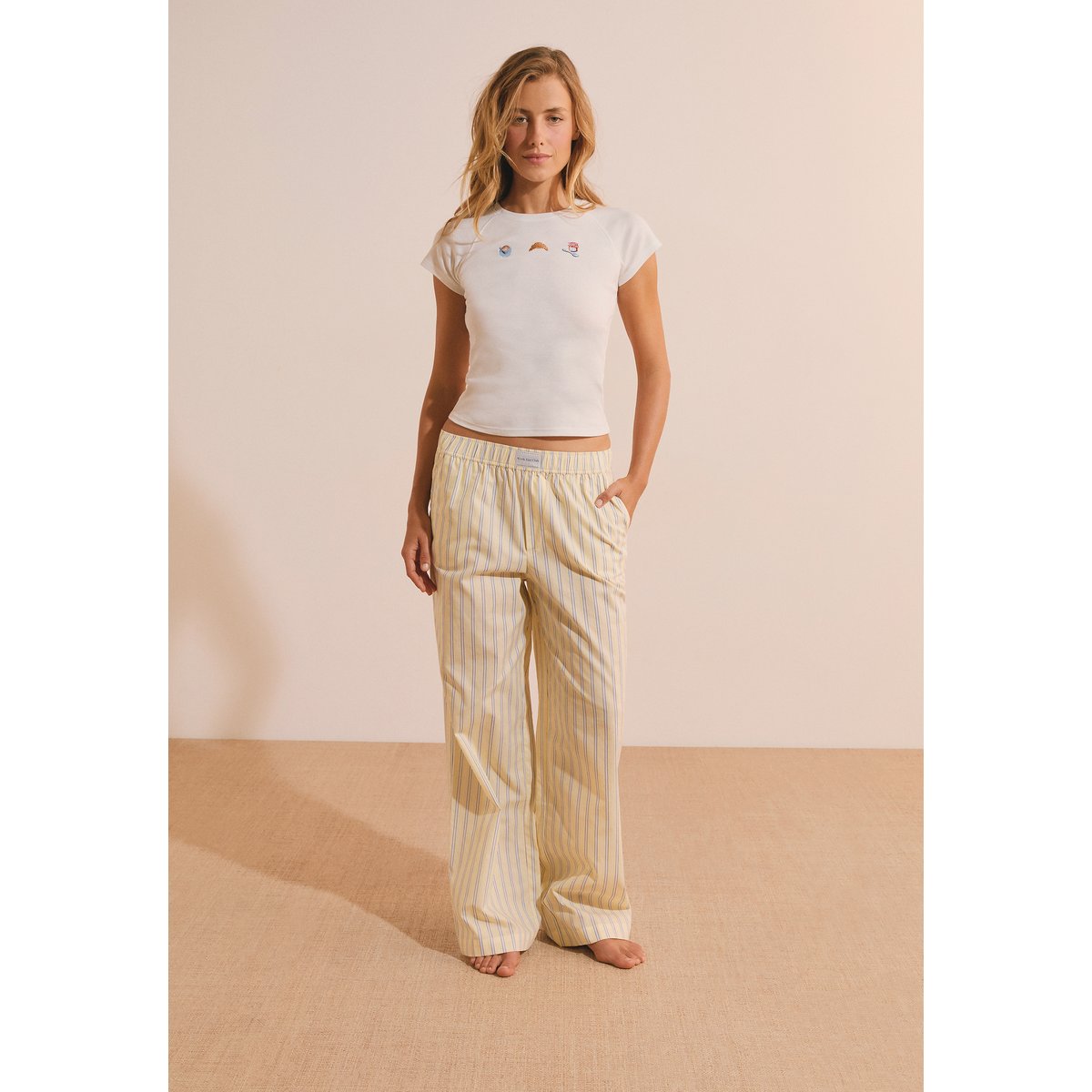 Pantalon de pyjama en coton à rayures BENICIO bleu ciel, ETAM
