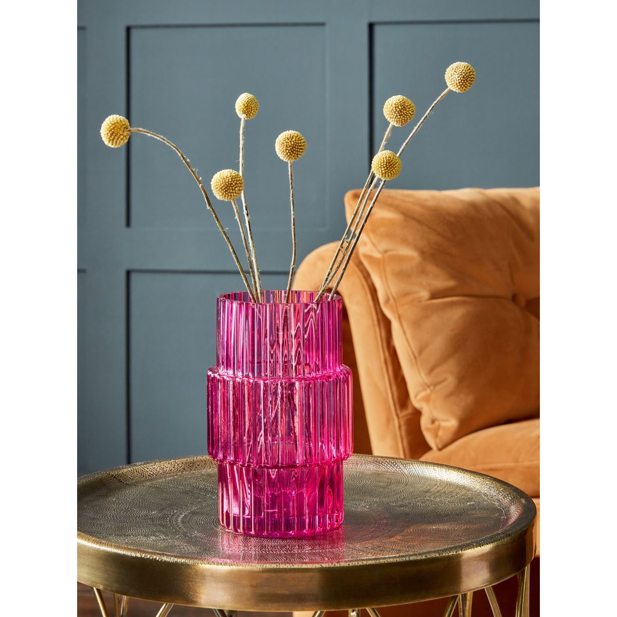 Petit vase en verre côtelé rose, NEXT
