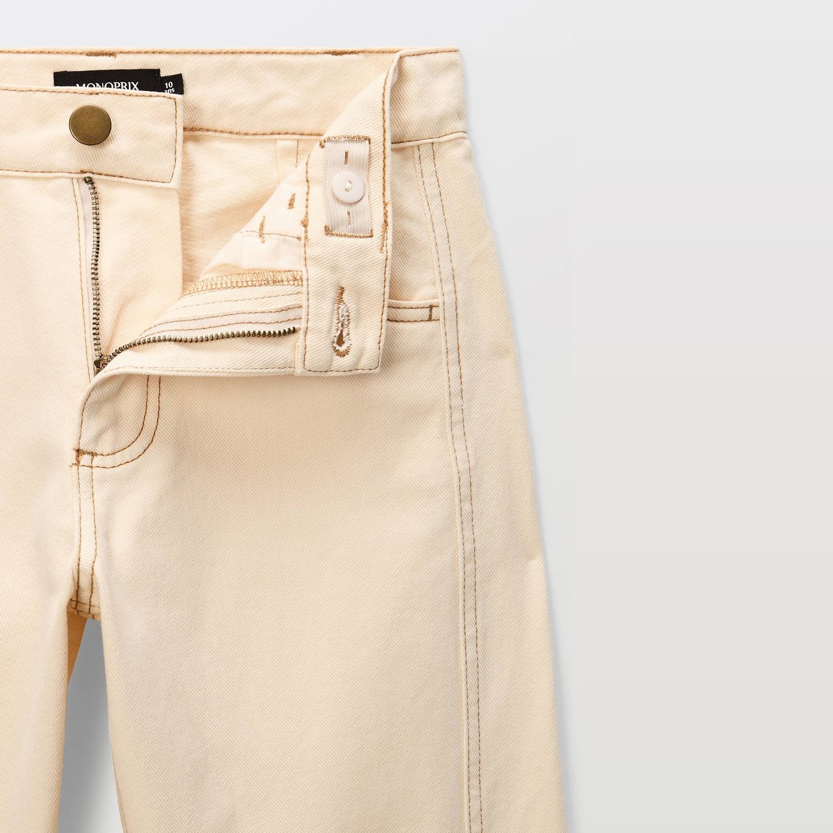 Jean cargo contenant du coton BIO GOTS avoine, MONOPRIX
