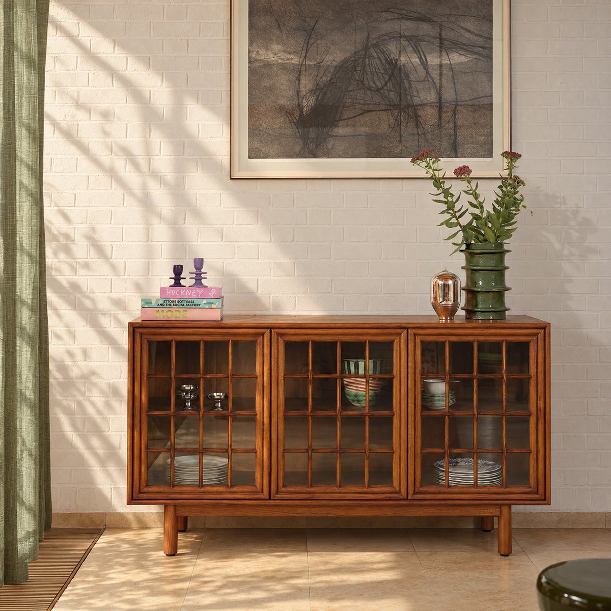 Buffet 3 portes en mindi ARMAND couleur unique, BERAH GETAH