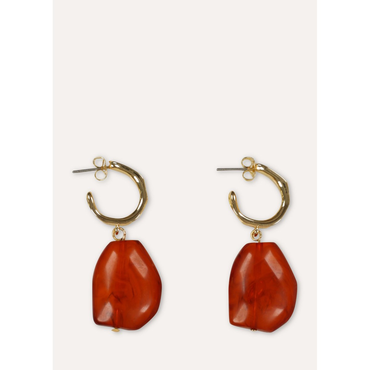 Boucles d'oreilles pendantes gold/marron, LA FEE MARABOUTEE