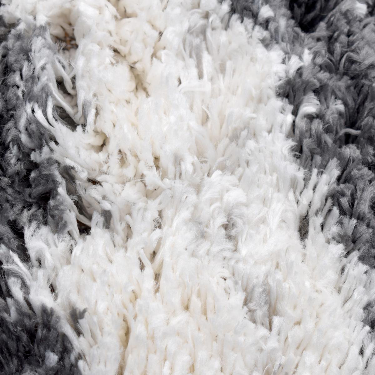Tapis longs poils shaggy tissé motif berbère LYN4 DOUX 5 crème, gris foncé, UN AMOUR DE TAPIS