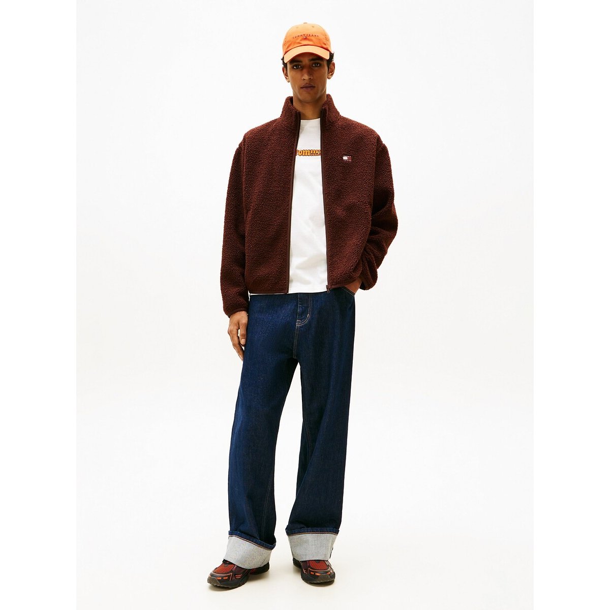 Polaire sherpa zippée marron, TOMMY JEANS