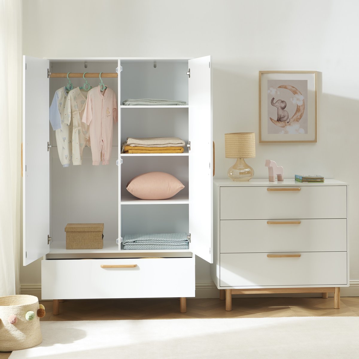 Armoire enfant 2 portes  ROME blanc, BAÏTA