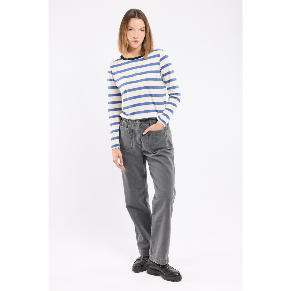 Jean taille élastique - coton denim gris, ARMOR-LUX