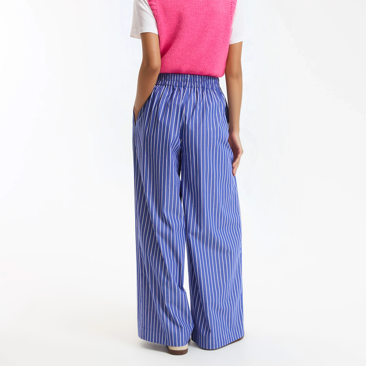 Pantalon large à rayures, taille élastiquée rayé bleu, LA REDOUTE COLLECTIONS