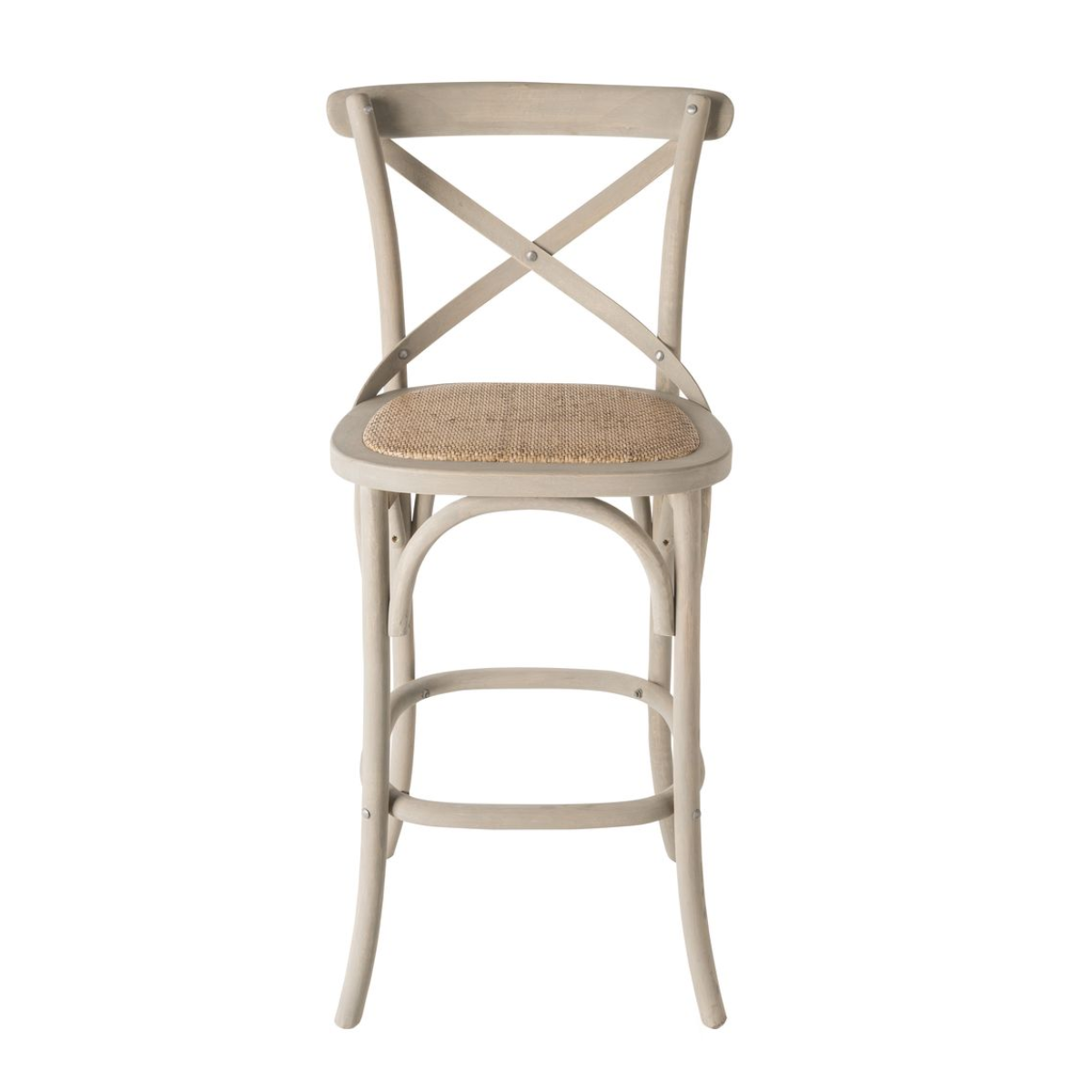 Chaise de comptoir en bois massif et cannage L50 cm - BISTROT bois clair, SIGNATURE