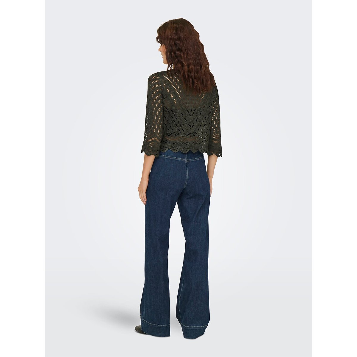 Pull court en crochet kaki, JDY