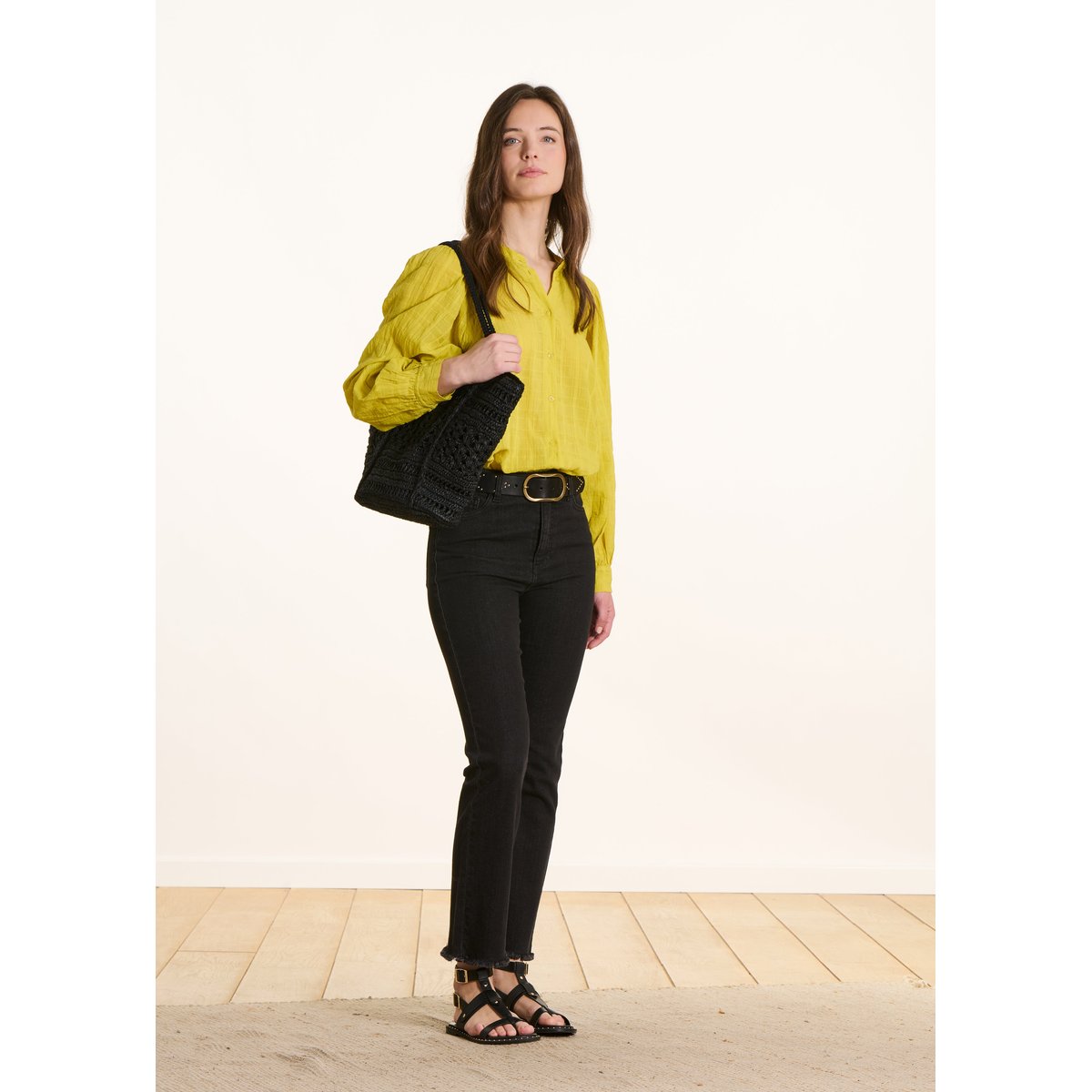 Jean cropped en coton biologique noir, LA FEE MARABOUTEE