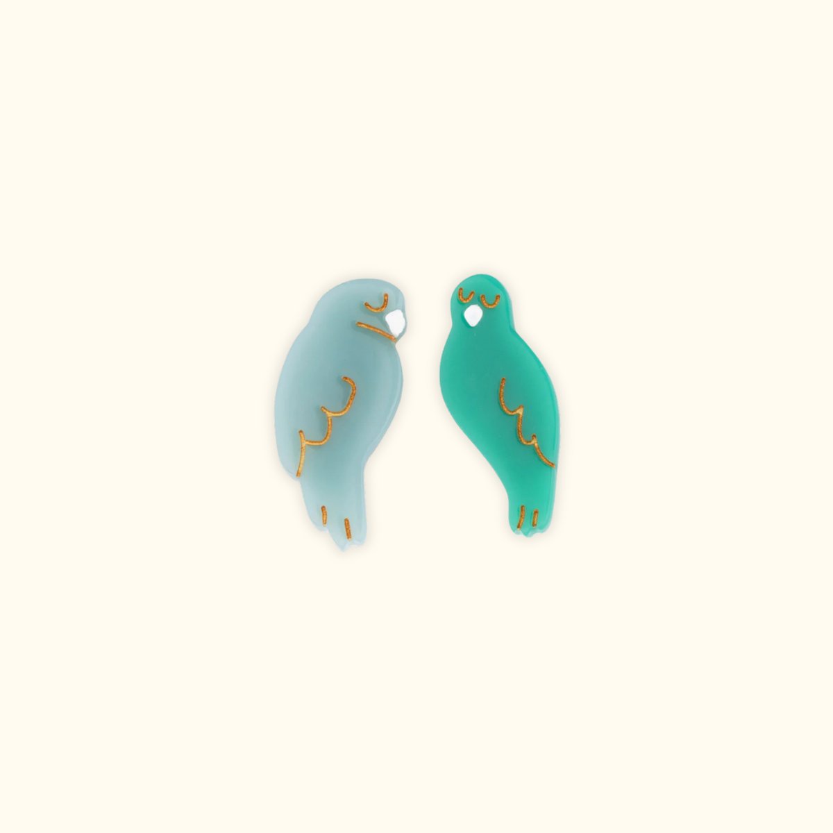 Duo barrettes Inséparables gris et turquoise, COUCOU SUZETTE