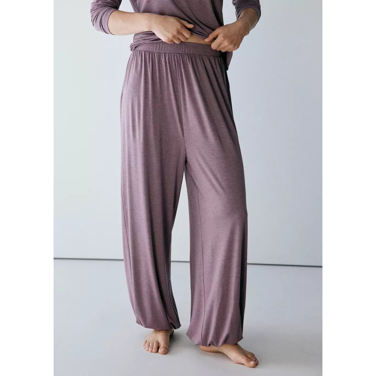 Pantalon pyjama fluide violet, MANGO