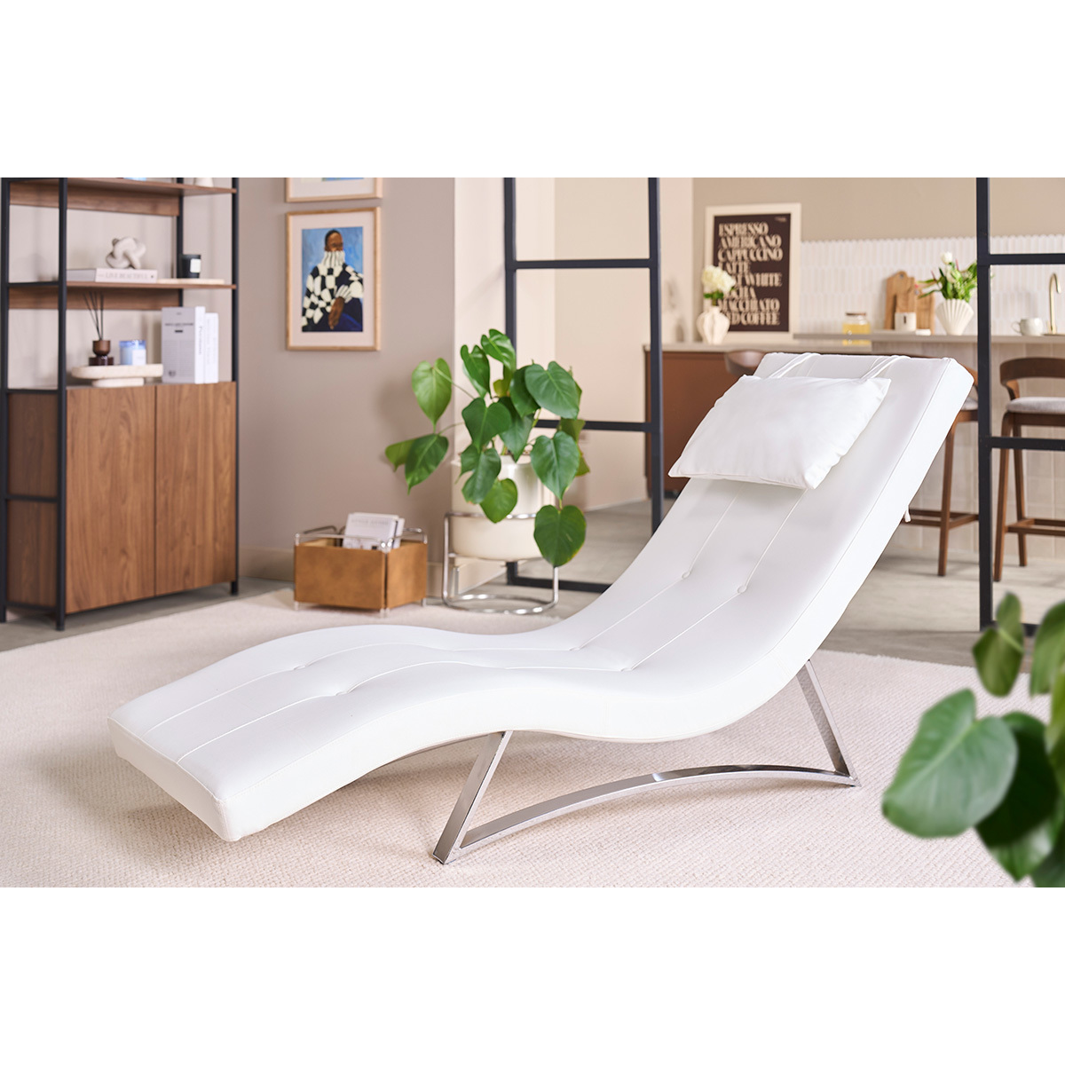 Chaise longue design MONACO blanc, MILIBOO