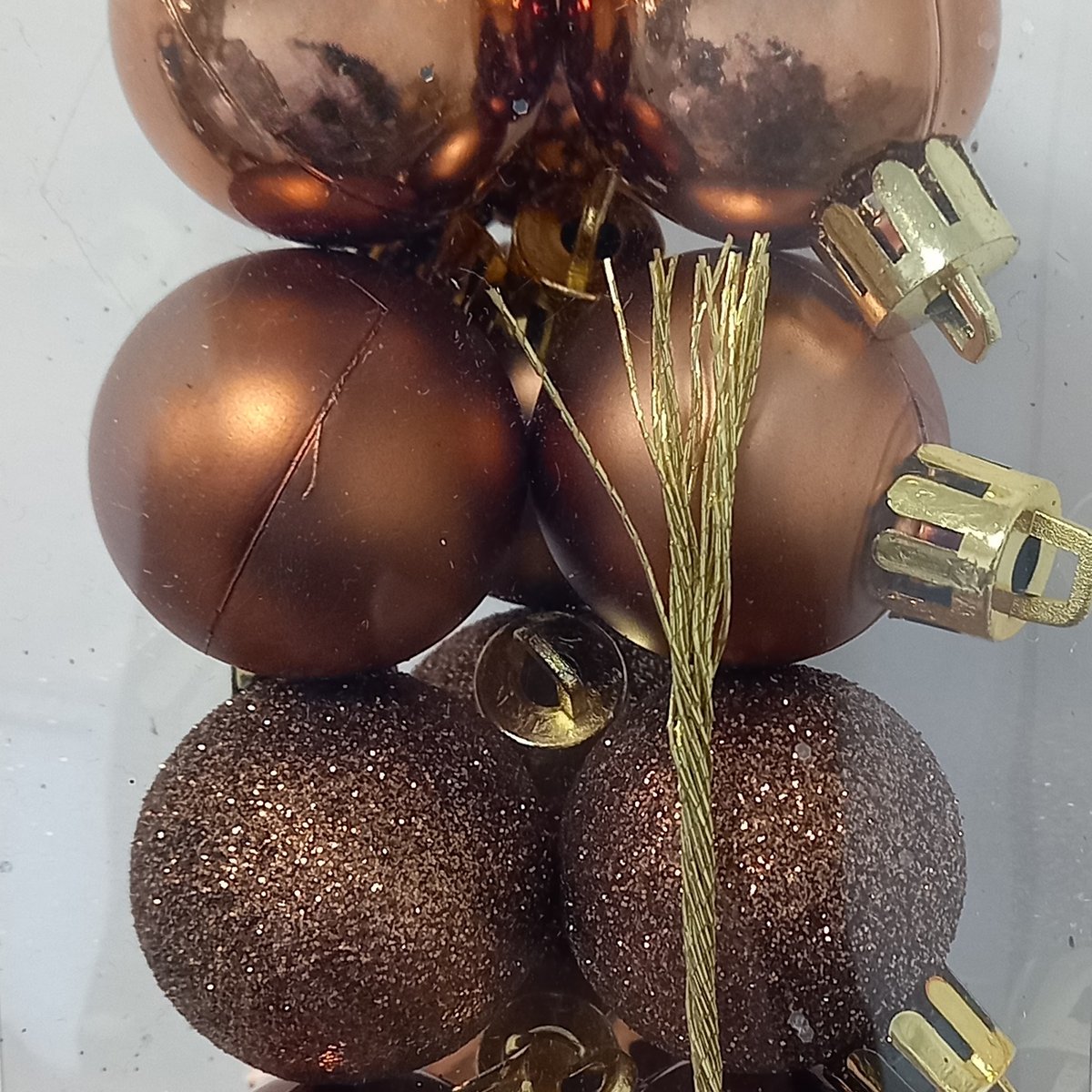 Lot de 18 boules de Noël D.3 cm marron, ATMOSPHERA