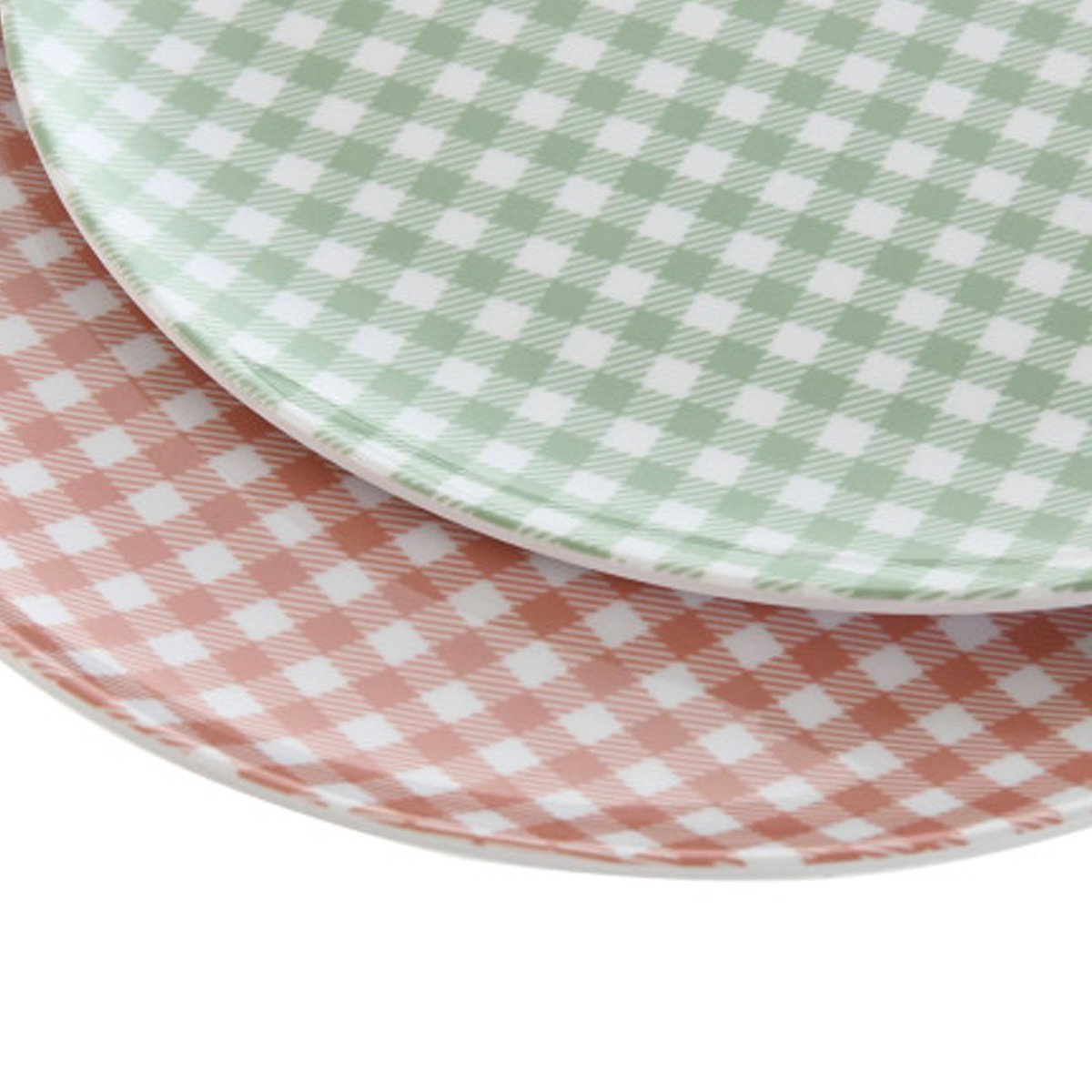 Set de 2 assiettes en mélamine vichy vert et rouge 20x20x1cm multicolore, WADIGA