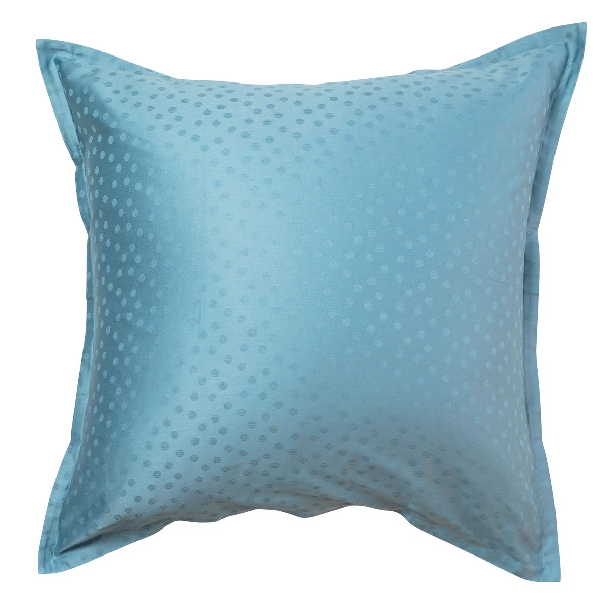 Taie d'oreiller carrée satin de coton jacquard pois et rayures PRESTIGE glacier, CARRE BLANC
