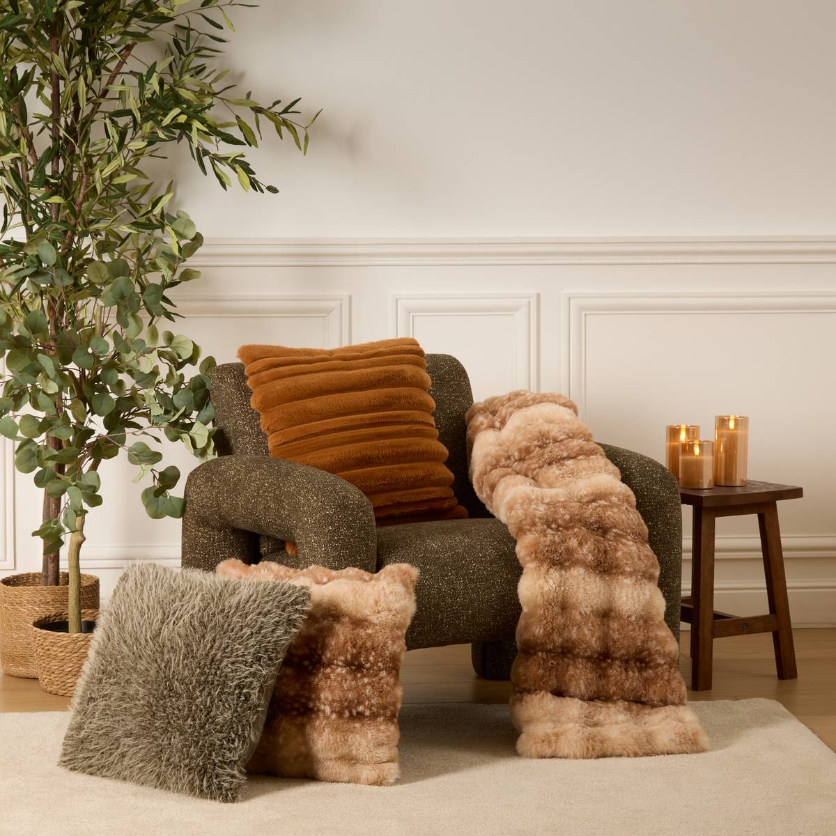 Coussin carré NYERO vert kaki, ATMOSPHERA